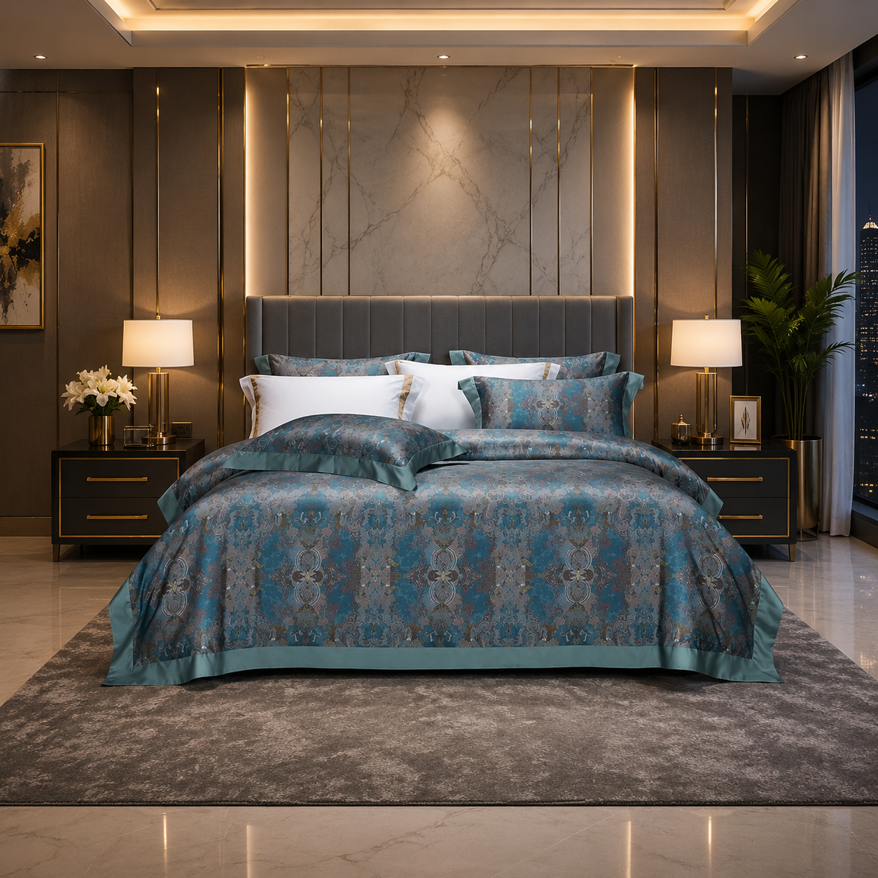 Oriental Vintage Exotic Bohemian - Sapphire Palace Bedding Set