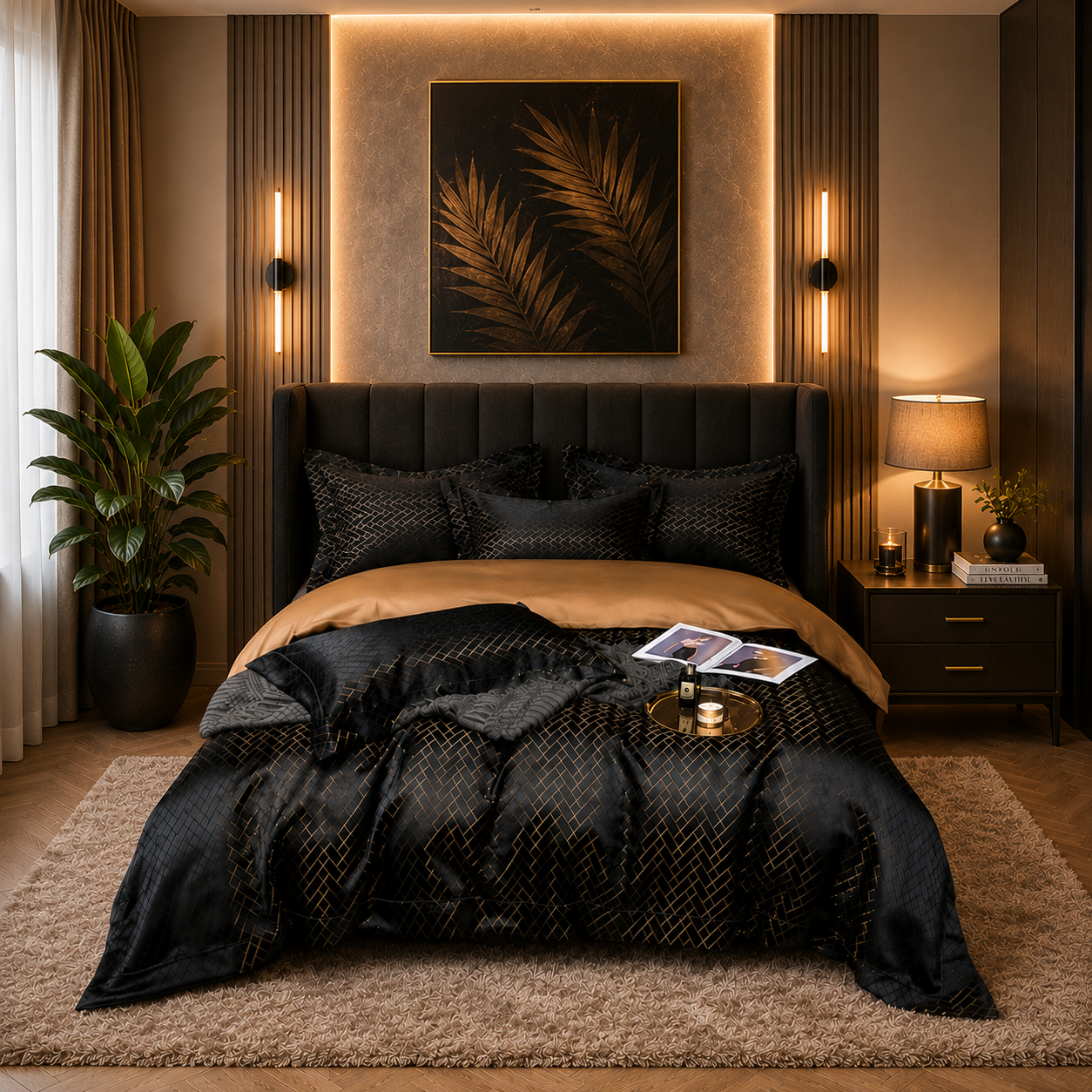 Prestige Platinum Hotel - Midnight Black Egyptian Cotton Bedding Set
