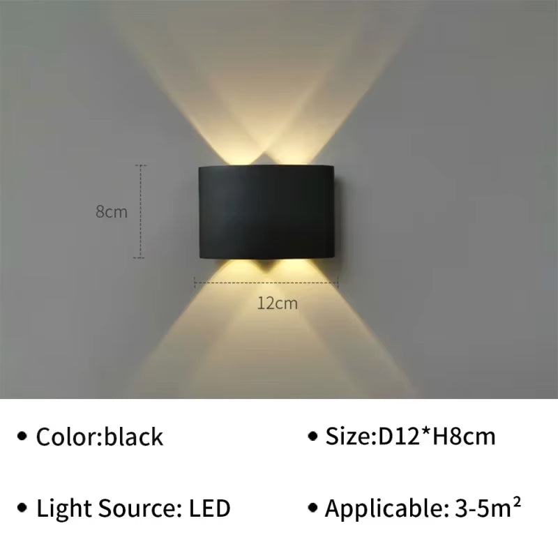 IP65 Waterproof Wall Lamp Modern LED Wall Lights for Outdoor Garden Sconce Living Room Background Decor Black Spotlight Lighting