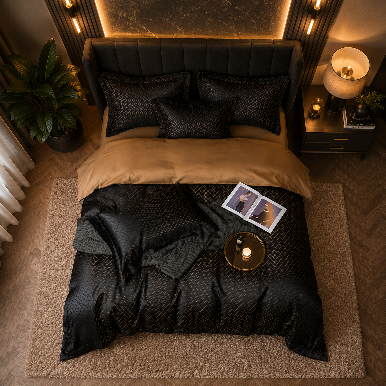 Prestige Platinum Hotel - Midnight Black Egyptian Cotton Bedding Set