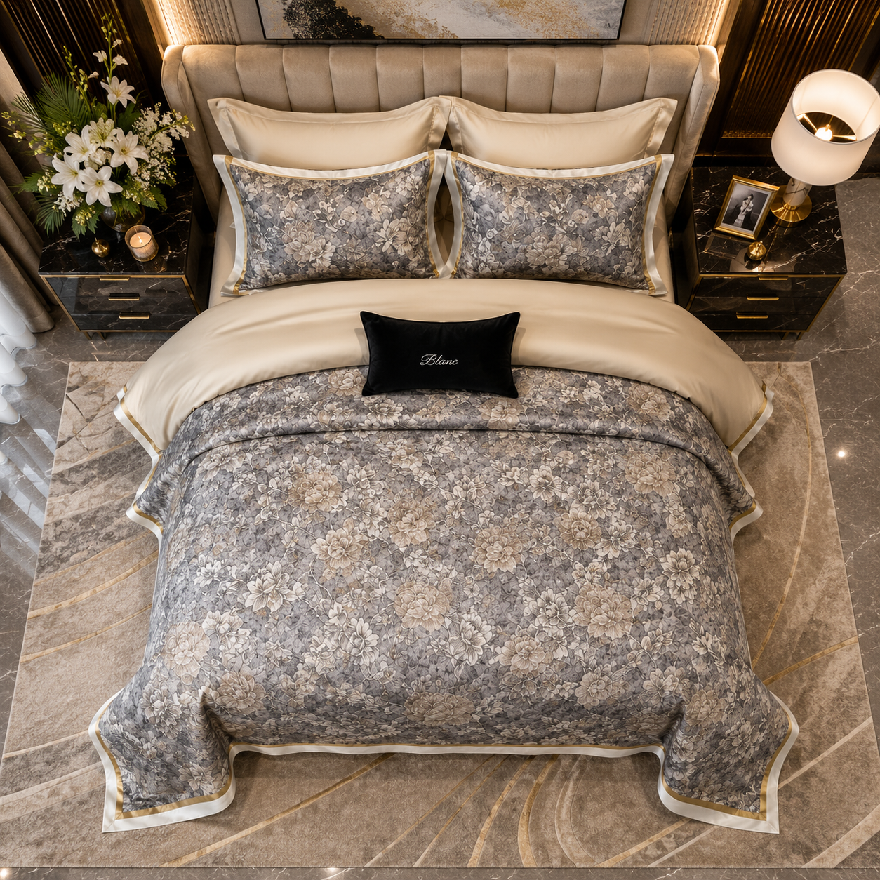Premium Floral Long Staple - Imperial Bloom Cotton Bedding Set