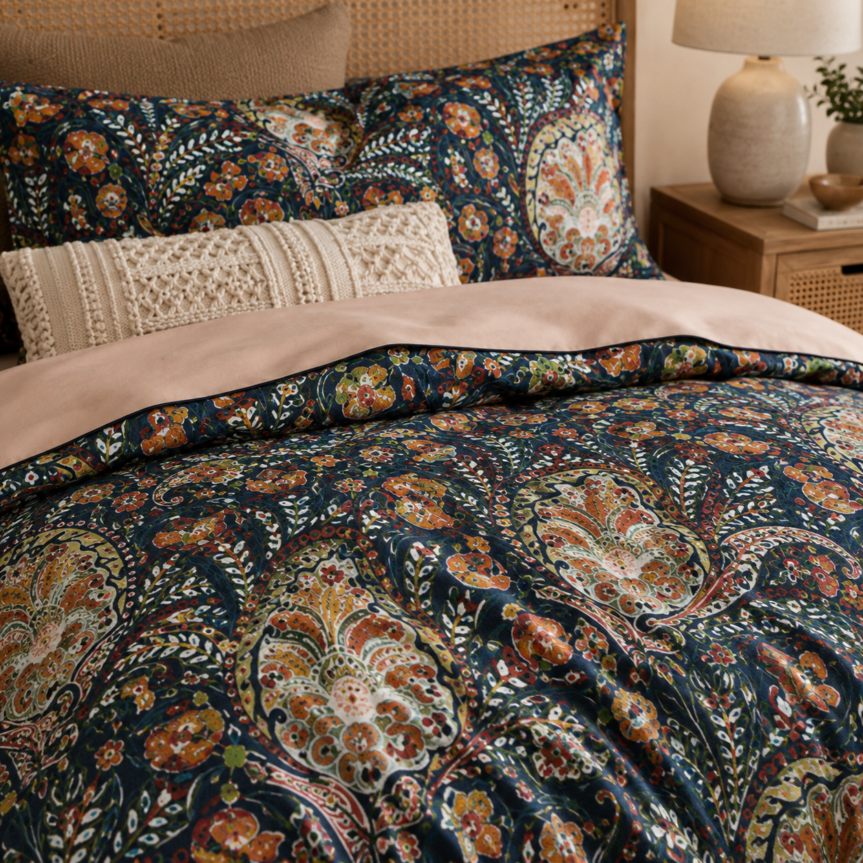 Bright Flamingo Leaf - Marrakech Garden Egyptian Cotton Bedding Set