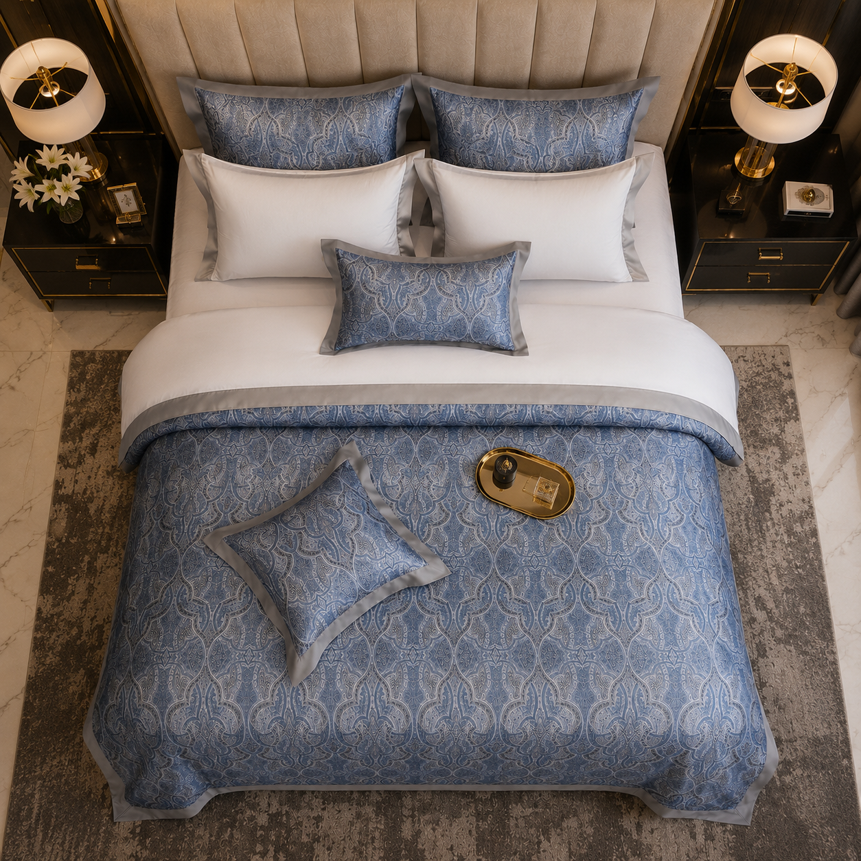 Oriental Vintage Exotic Bohemian - Azure Palace Bedding Set