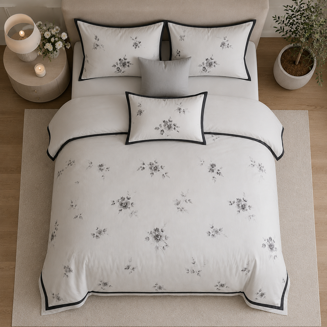 Cooling Eucalyptus Lyocell - Pearl Garden Floral Print Bedding Set