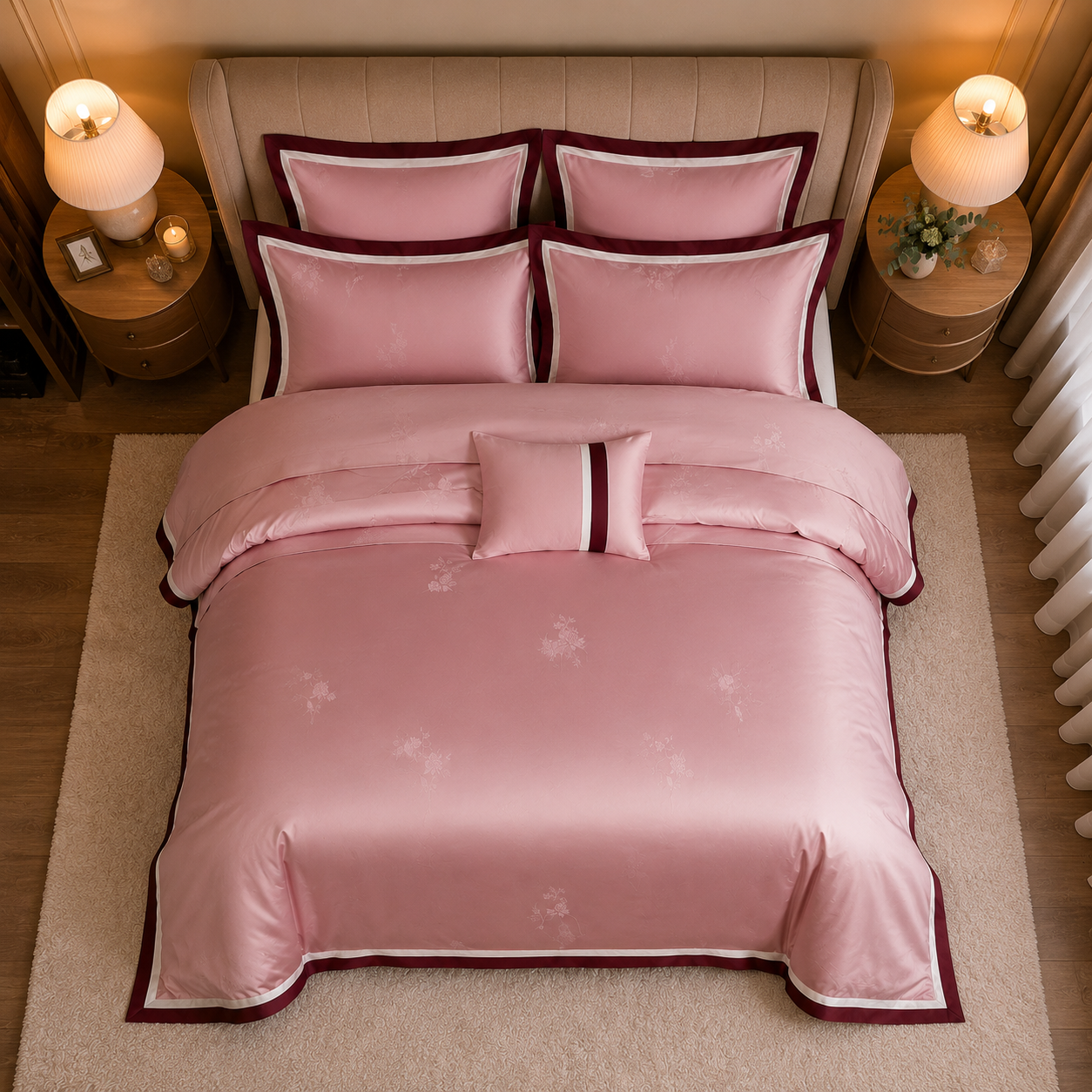 Scandinavian Luxe Jacquard - Blush Rose Egyptian Cotton Bedding Set