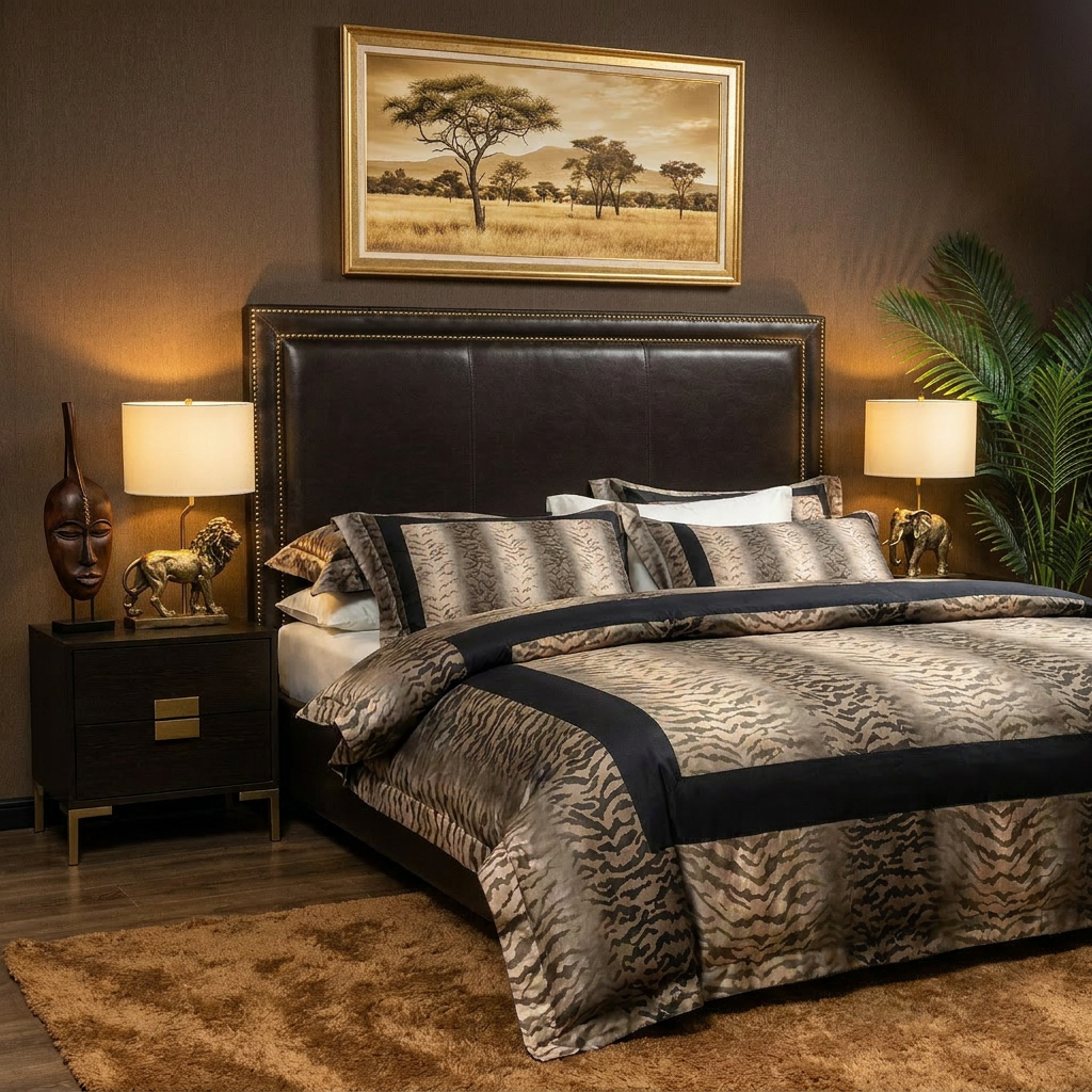 Artisan Design - Tiger Print Safari Glamour Egyptian Cotton Bedding Set