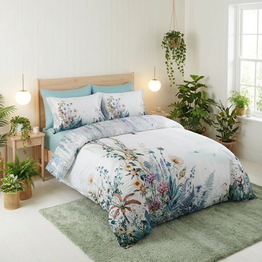 Artisan Design - Watercolour Floral Scandinavian Greenhouse Egyptian Cotton Bedding Set