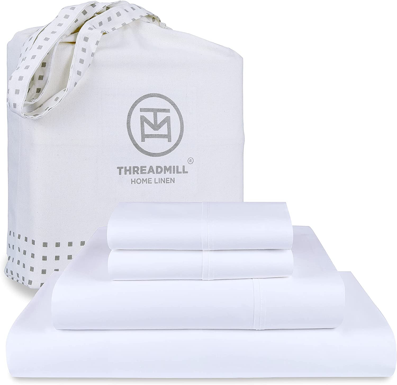 100% Cotton Sheets for Cal King Size Bed - 600 Thread Count Cal King Bed Sheets Set with 16” Deep Pocket - Sateen Weave 4-Piece Bedding Set with Cooling Effect, White