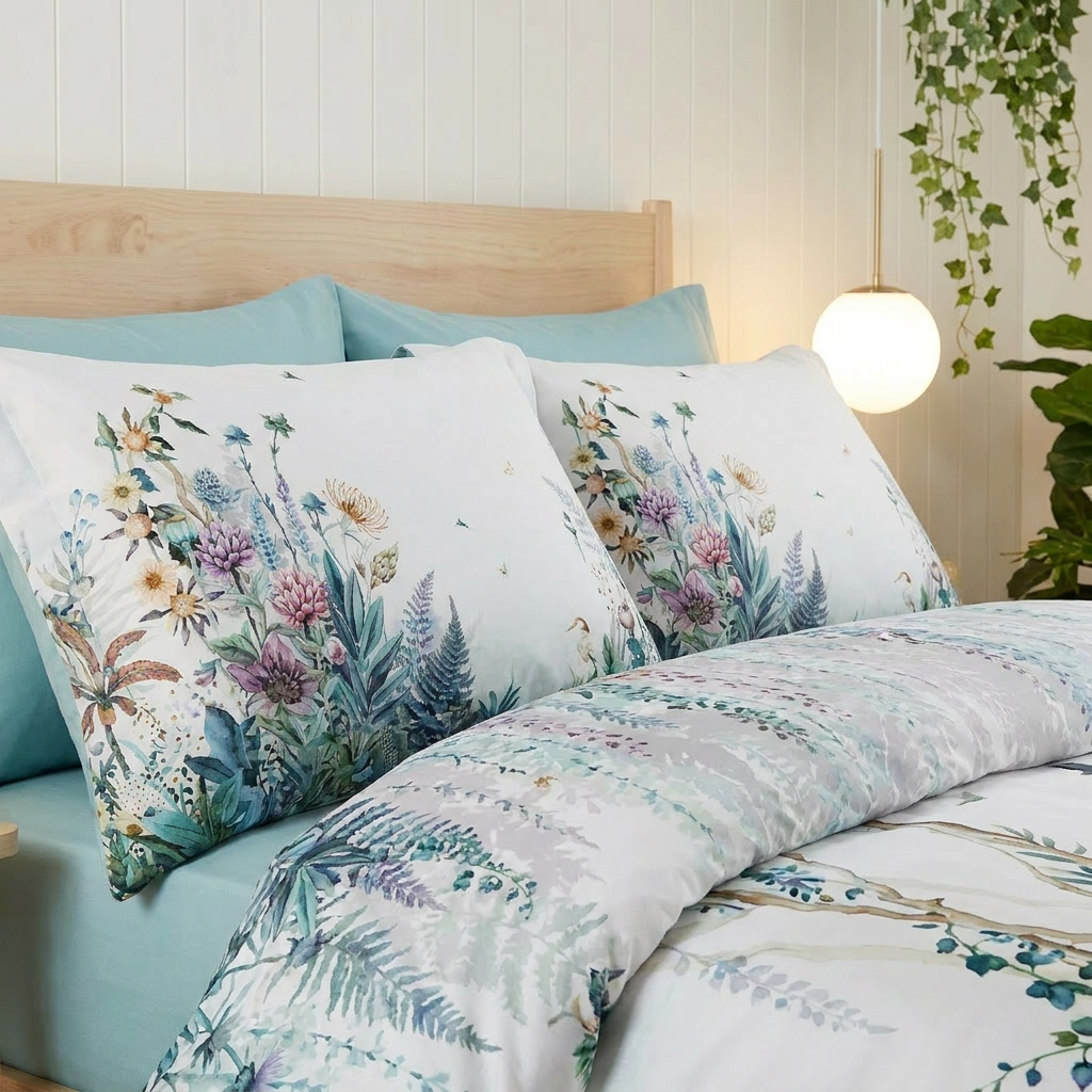 Artisan Design - Watercolour Floral Scandinavian Greenhouse Egyptian Cotton Bedding Set