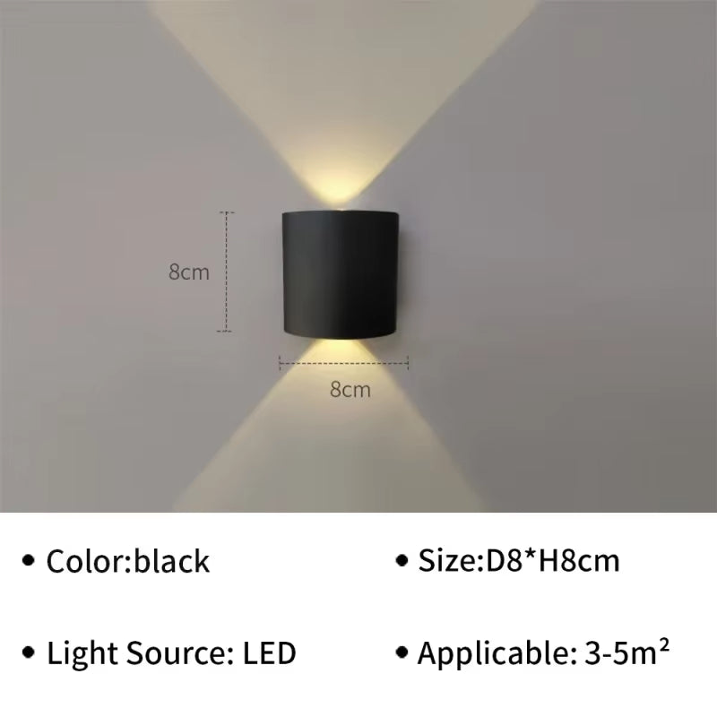 IP65 Waterproof Wall Lamp Modern LED Wall Lights for Outdoor Garden Sconce Living Room Background Decor Black Spotlight Lighting