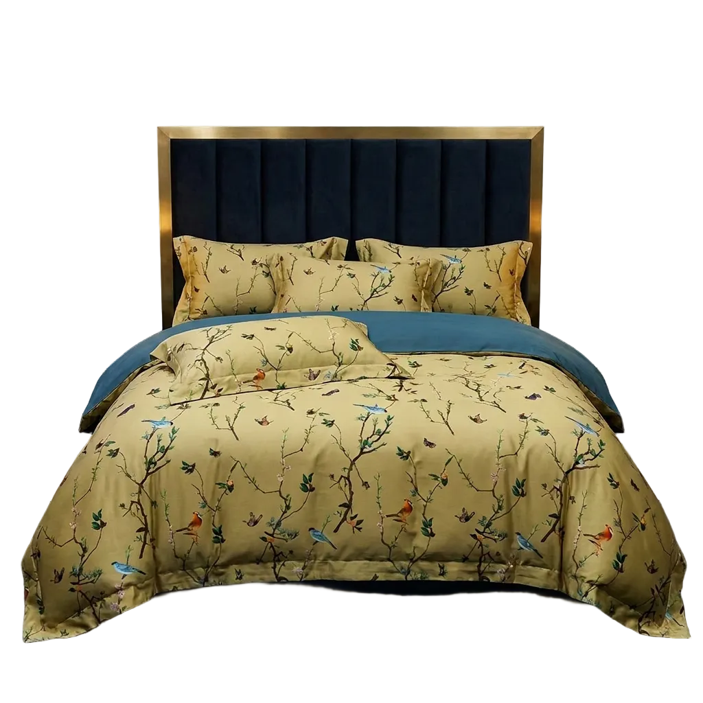 Artisan Design - Chinoiserie Bird Art Deco Egyptian Cotton Bedding Set