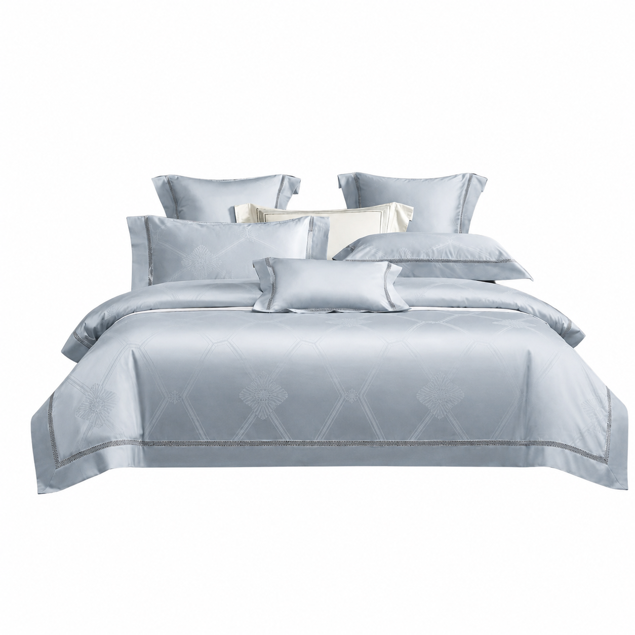Scandinavian Luxe Jacquard - Silver Mist Egyptian Cotton Bedding Set