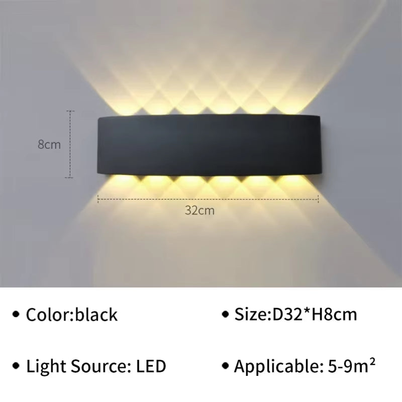 IP65 Waterproof Wall Lamp Modern LED Wall Lights for Outdoor Garden Sconce Living Room Background Decor Black Spotlight Lighting