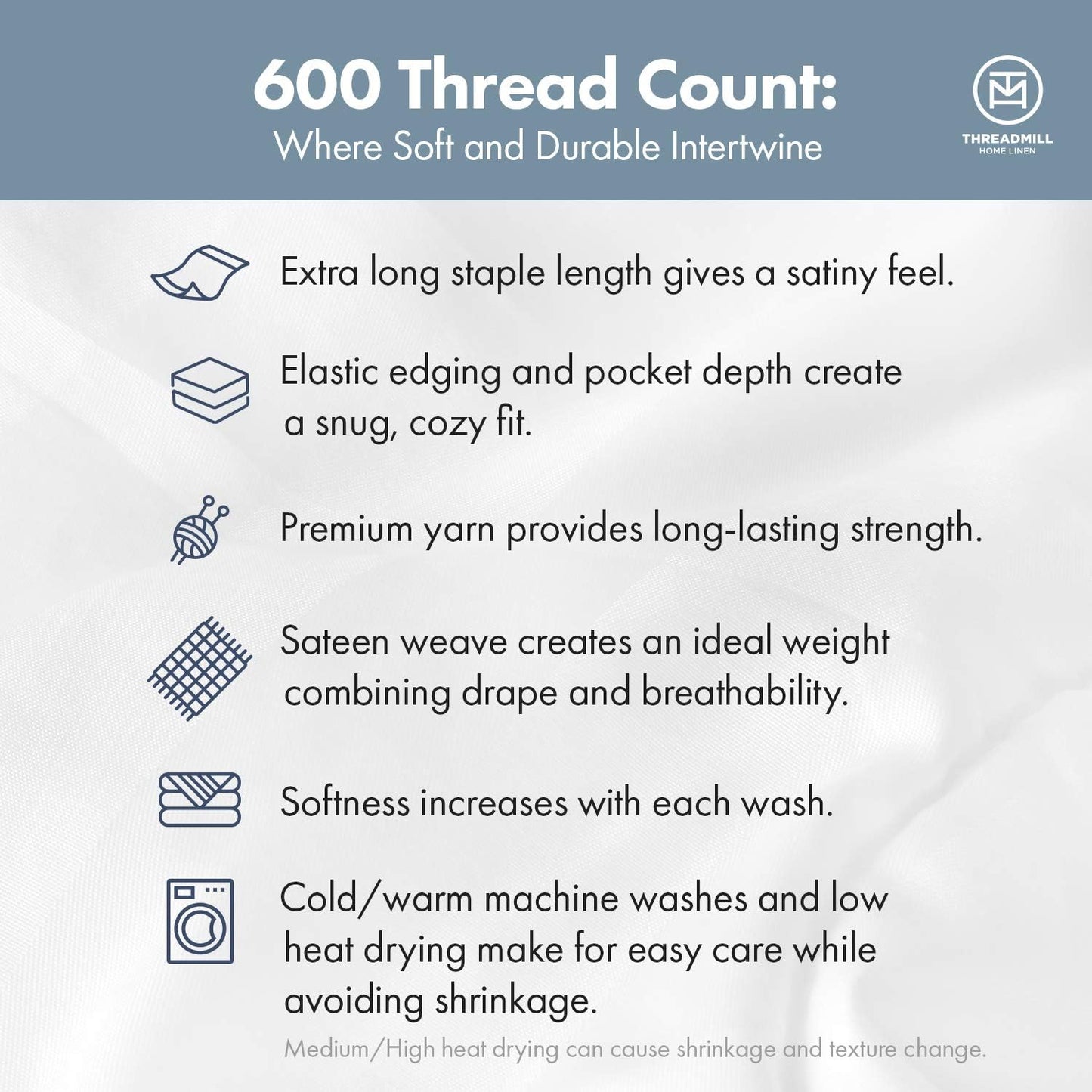 100% Cotton Sheets for Full Size Bed - 600 Thread Count Full Bed Sheets Set with 16” Deep Pocket - Damask Stripe Sateen Weave 4-Piece Bedding Set with Cooling Effect, Sage Green