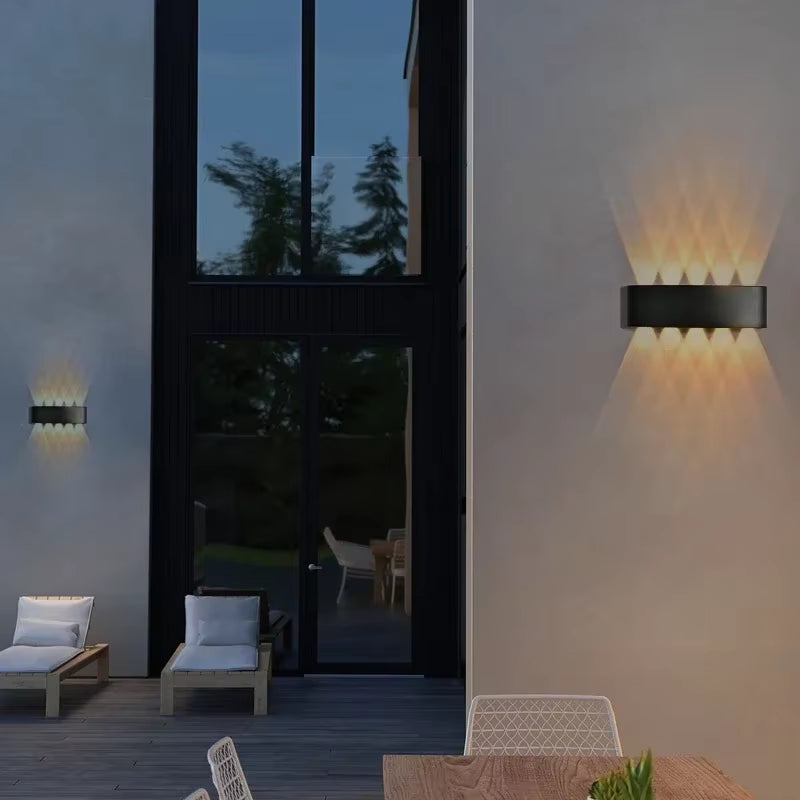 IP65 Waterproof Wall Lamp Modern LED Wall Lights for Outdoor Garden Sconce Living Room Background Decor Black Spotlight Lighting