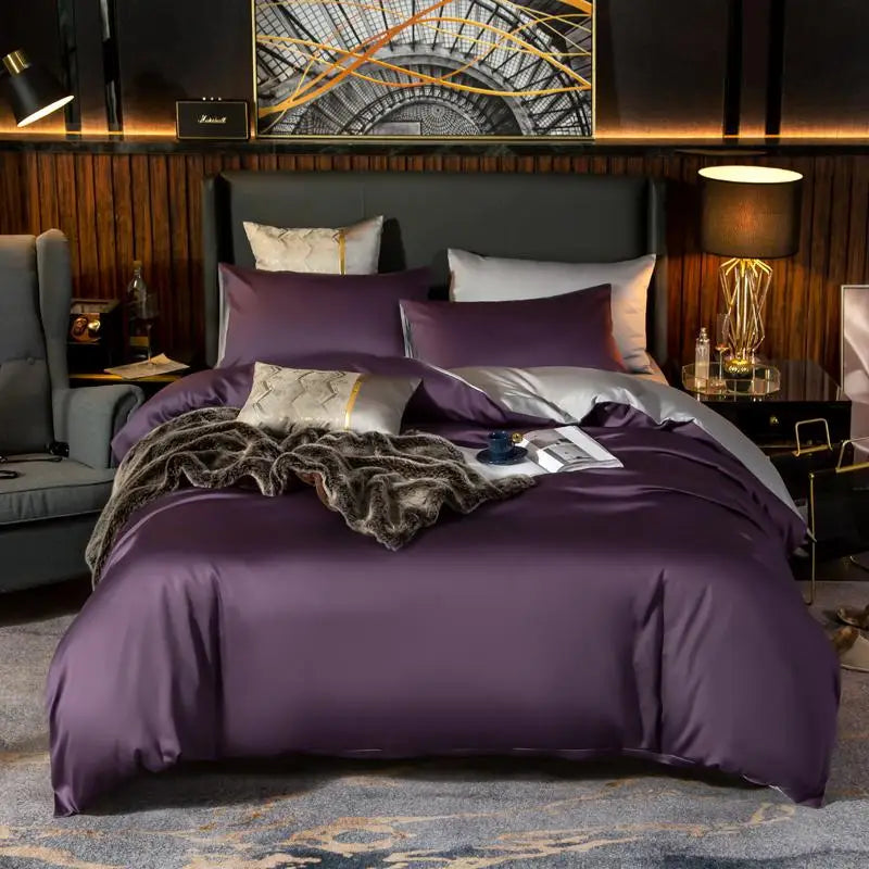 Elegant Two-Tone Egyptian Cotton Bedding Set