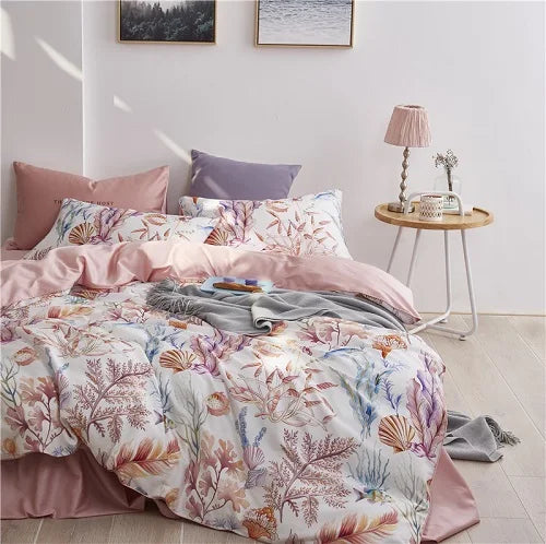 Bright Flamingo Leaf Egyptian Cotton Bedding Set