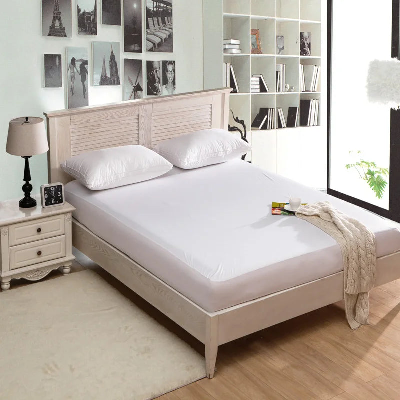 White 100% Waterproof Mattress Cover Smooth Polyester Mattress Cover Protector Antibacterial Bed Cover Bed Linen