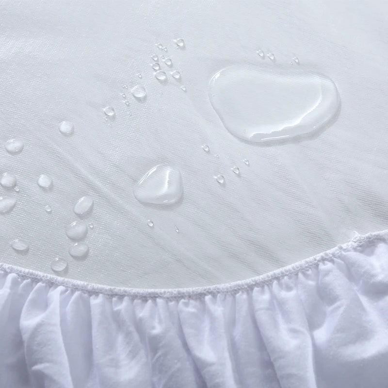 White 100% Waterproof Mattress Cover Smooth Polyester Mattress Cover Protector Antibacterial Bed Cover Bed Linen
