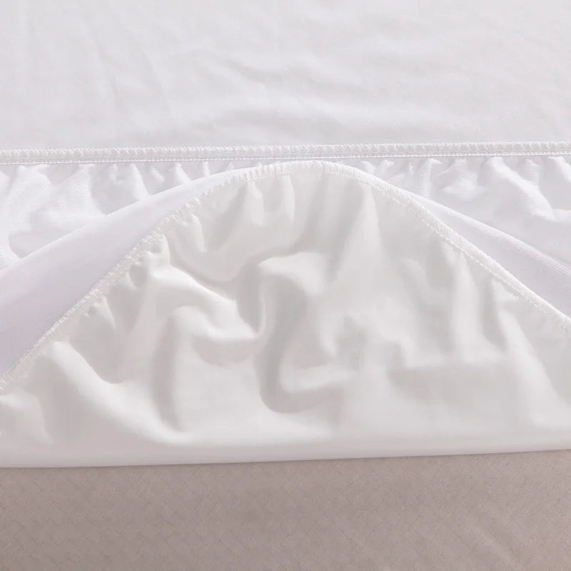 White 100% Waterproof Mattress Cover Smooth Polyester Mattress Cover Protector Antibacterial Bed Cover Bed Linen