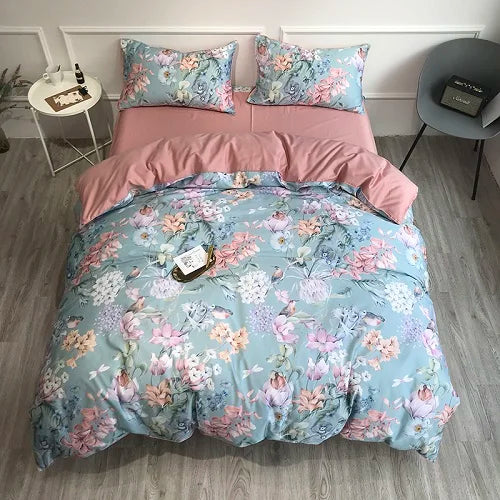 Bright Flamingo Leaf Egyptian Cotton Bedding Set
