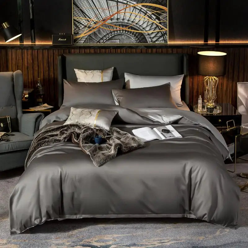 Elegant Two-Tone Egyptian Cotton Bedding Set