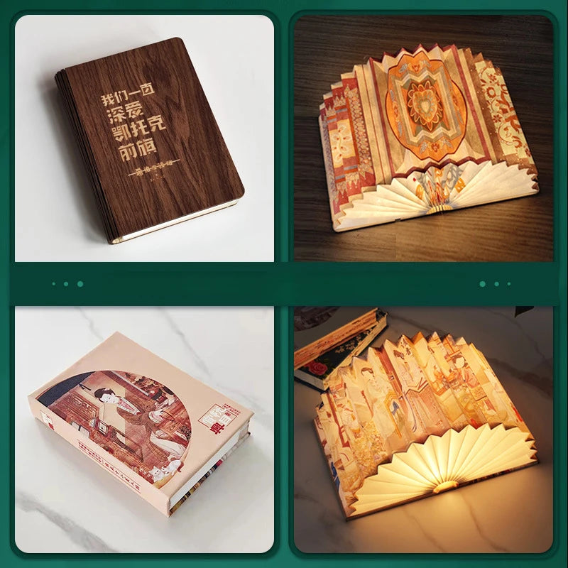 Book Lamp Creative Gift Net Red LED Atmosphere Lamp Chinoiserie Paper Art Desk Lamp Folding Book Lamp Night Light