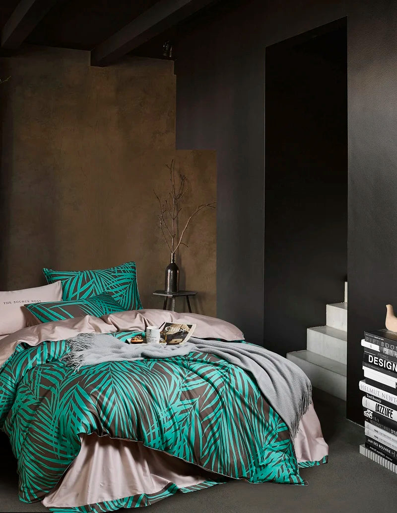 Bright Flamingo Leaf Egyptian Cotton Bedding Set