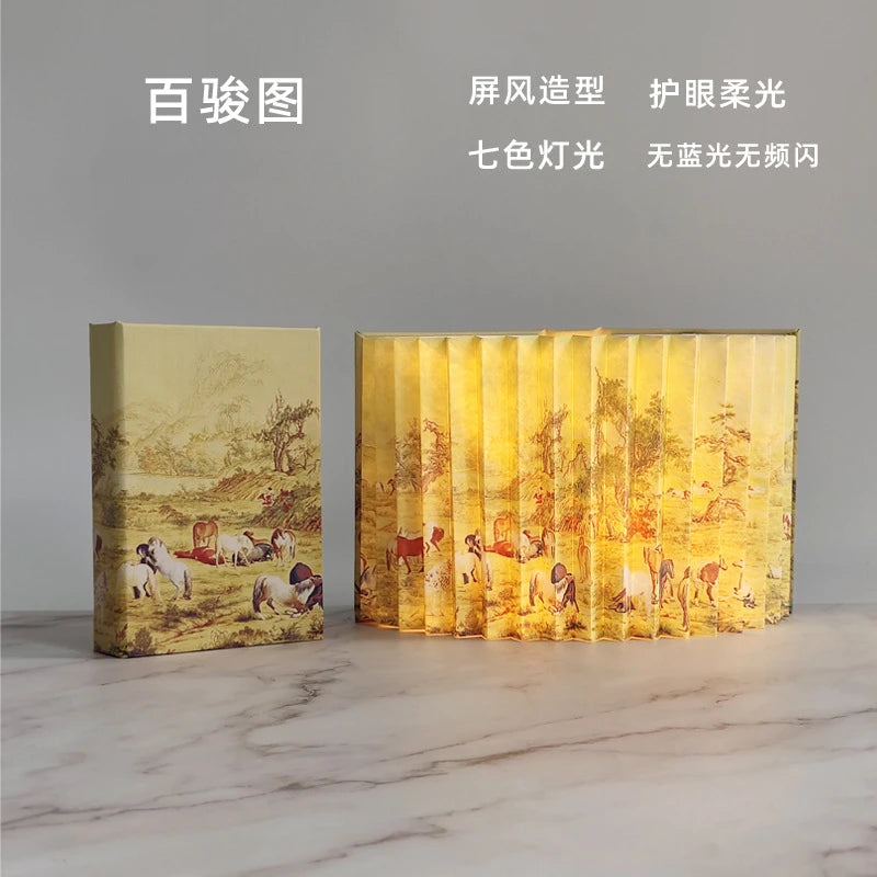 Book Lamp Creative Gift Net Red LED Atmosphere Lamp Chinoiserie Paper Art Desk Lamp Folding Book Lamp Night Light