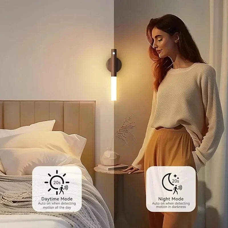 Night Light Motion Sensor Night Lights Rechargeable Wall Sconces Magnetic Wall Lights Wooden Wall Lighting for Bedroom Stair