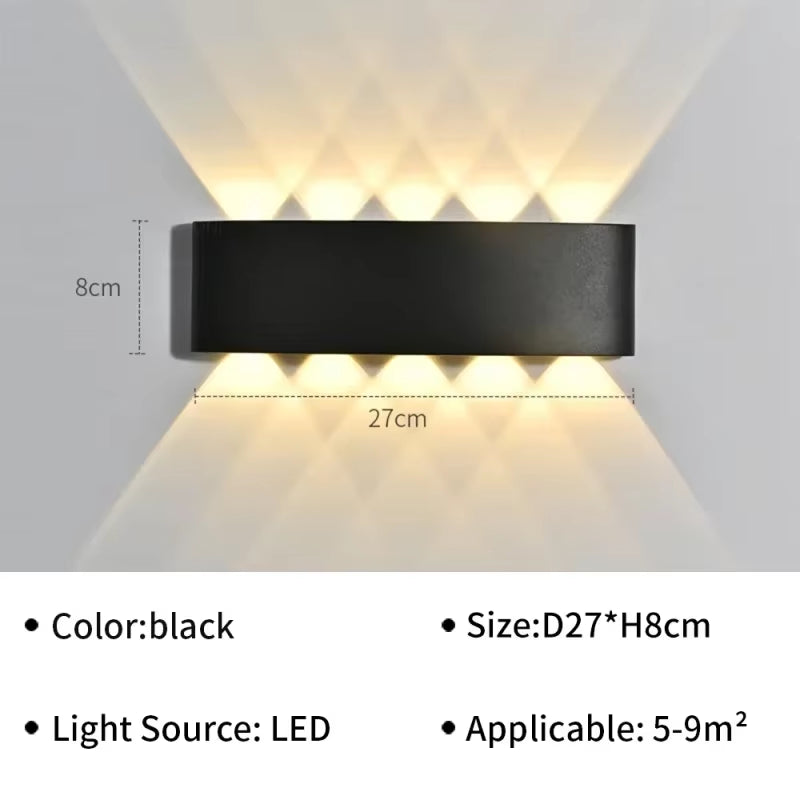 IP65 Waterproof Wall Lamp Modern LED Wall Lights for Outdoor Garden Sconce Living Room Background Decor Black Spotlight Lighting