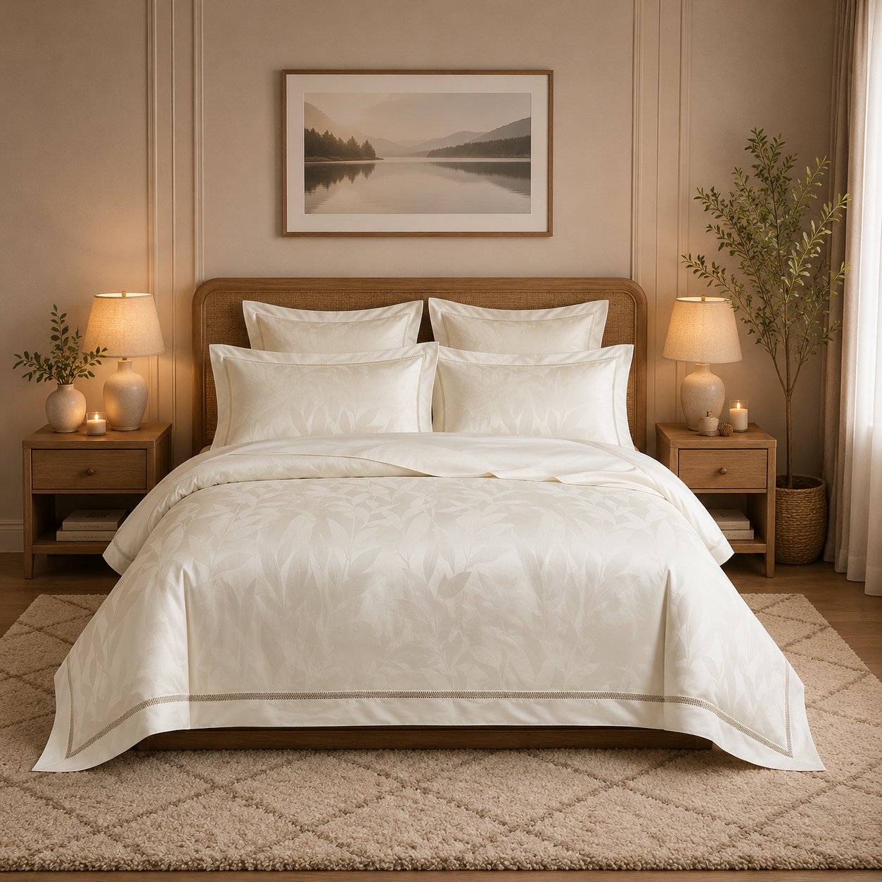 Scandinavian Luxe Jacquard - Ivory Haven Egyptian Cotton Bedding Set