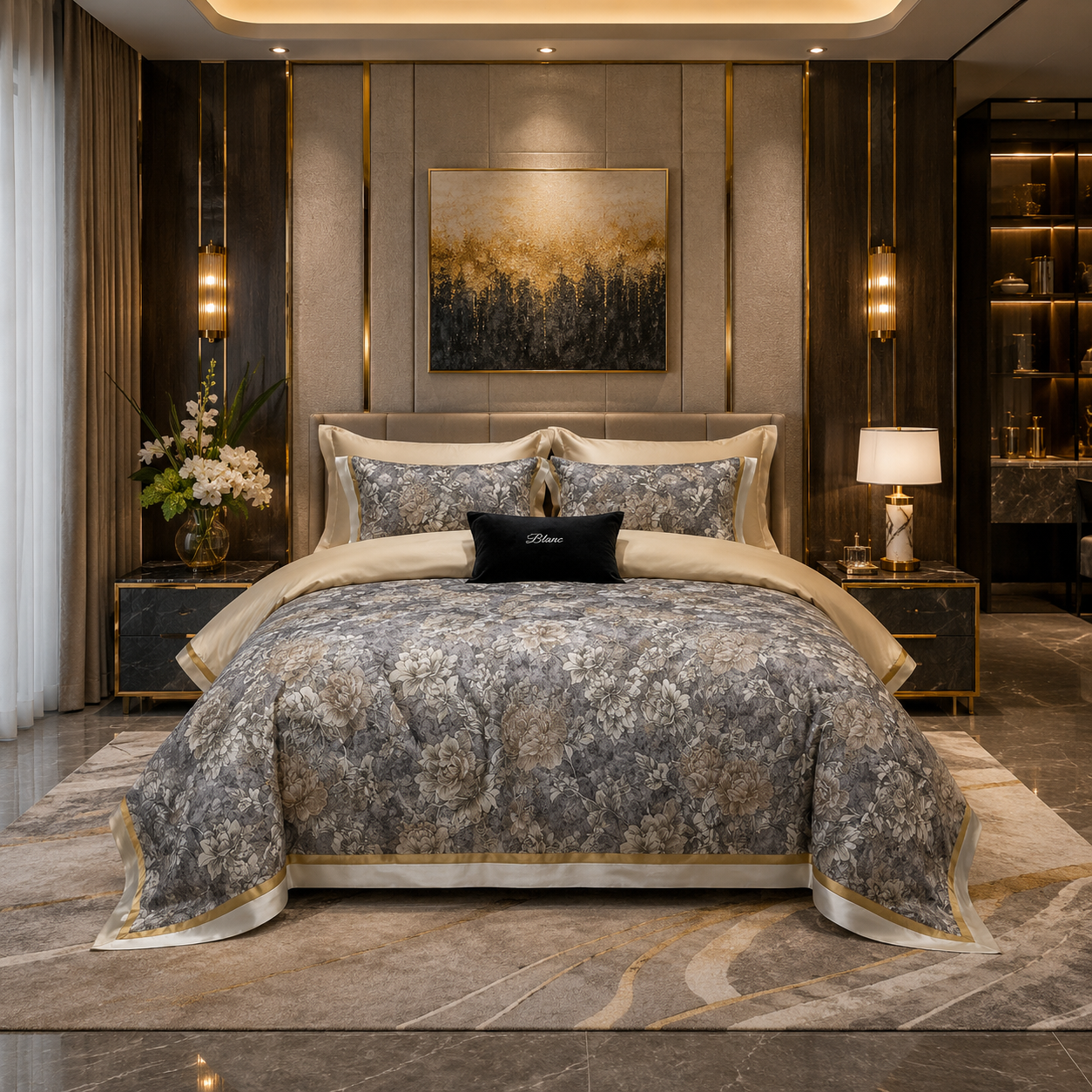 Premium Floral Long Staple - Imperial Bloom Cotton Bedding Set