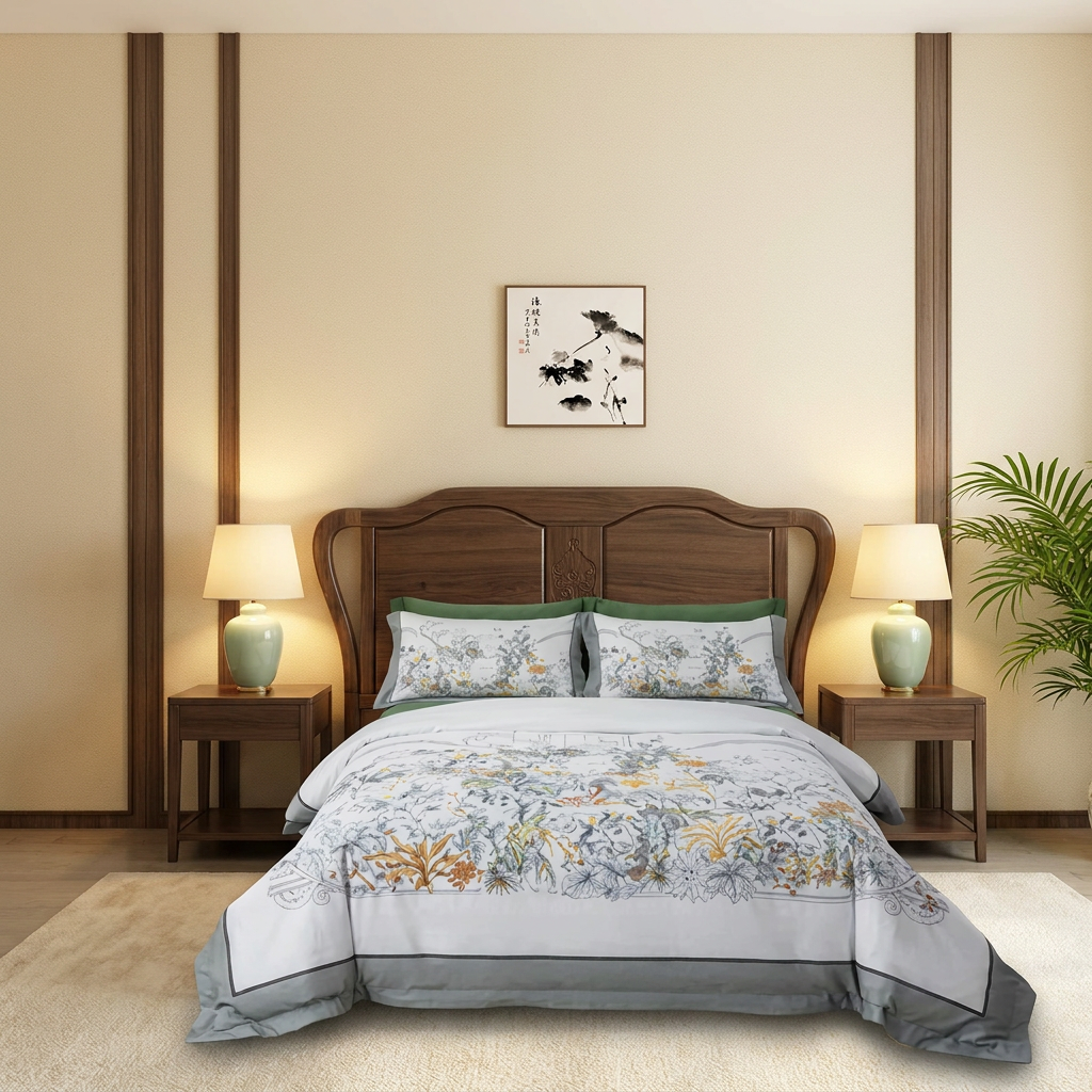 Artisan Design - Chinese Floral Asian Luxury Egyptian Cotton Bedding Set
