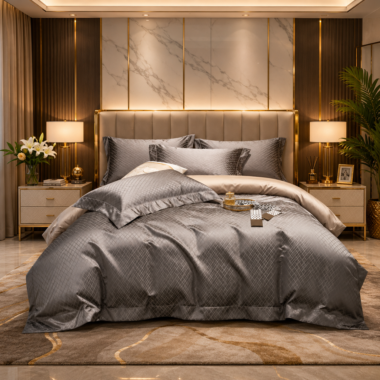 Prestige Platinum Hotel - Platinum Grey Egyptian Cotton Bedding Set