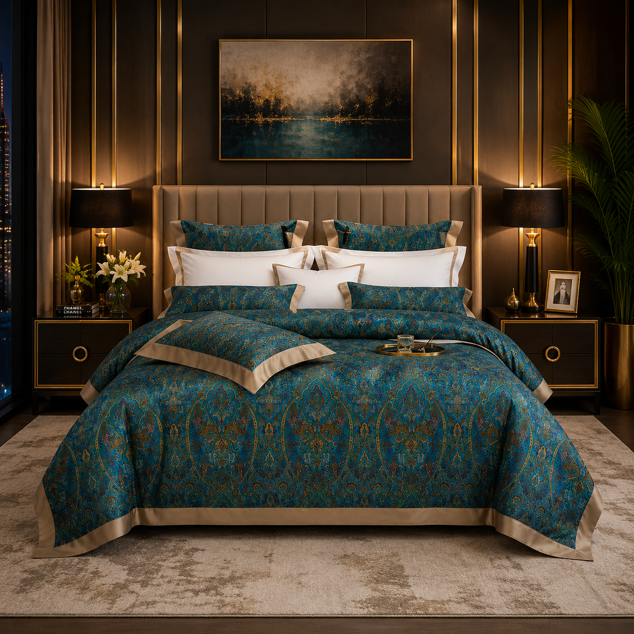 Oriental Vintage Exotic Bohemian - Blue Dynasty Bedding Set