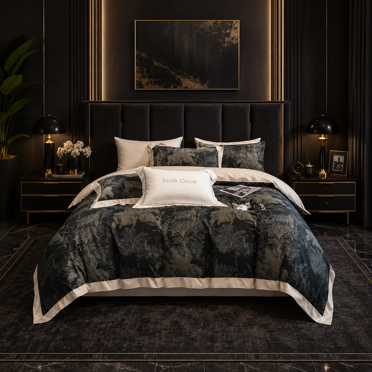 Luxury Floral - Midnight Botanical Bedding Set