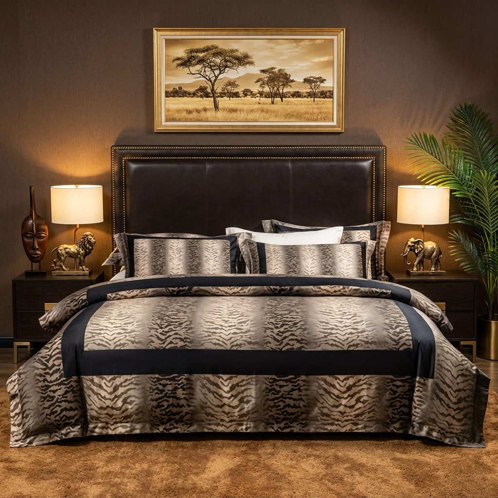 Artisan Design - Tiger Print Safari Glamour Egyptian Cotton Bedding Set