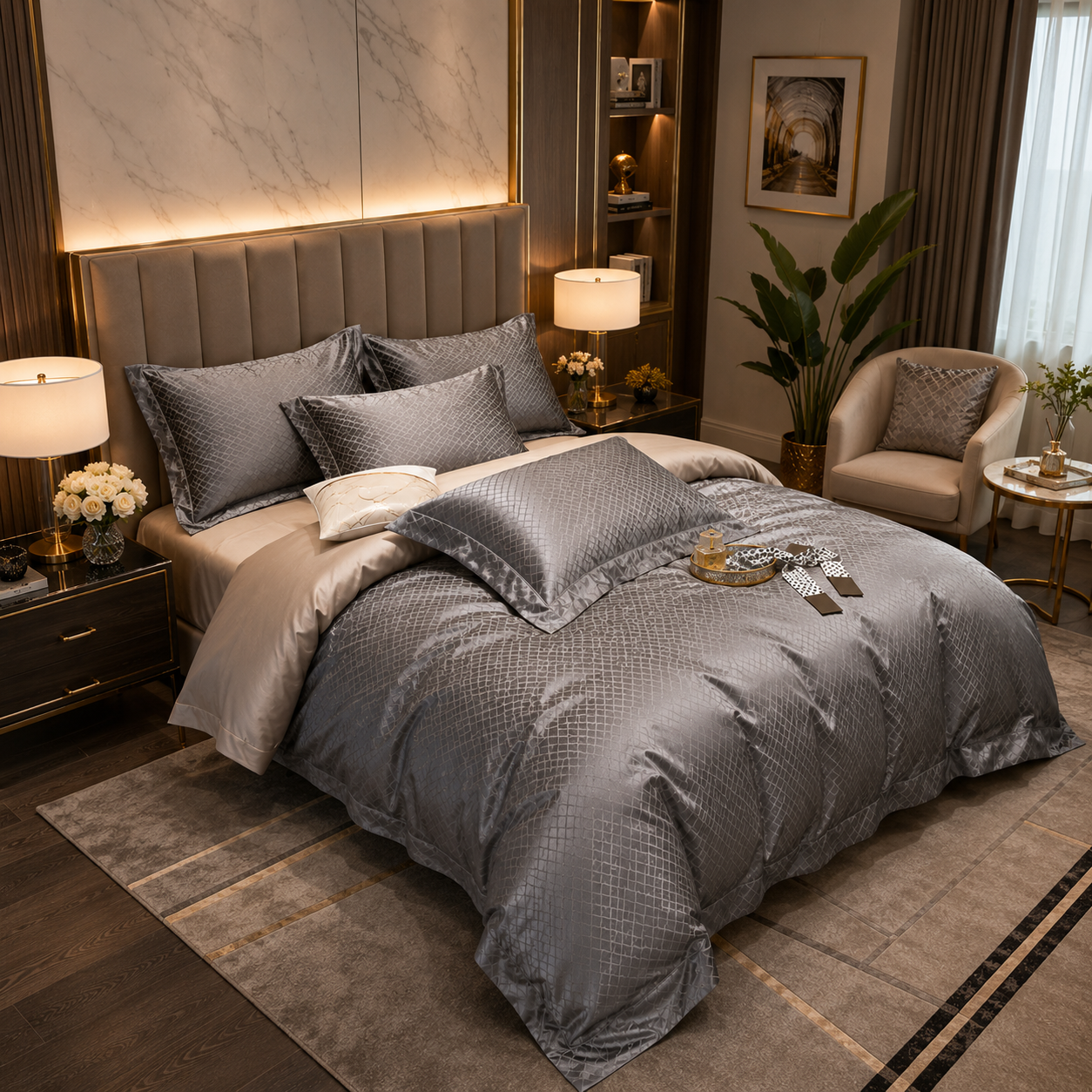 Prestige Platinum Hotel - Platinum Grey Egyptian Cotton Bedding Set