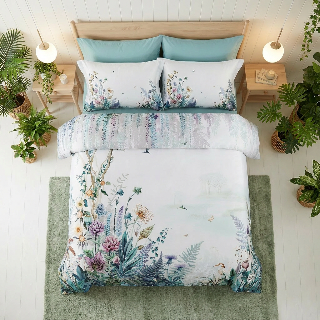 Artisan Design - Watercolour Floral Scandinavian Greenhouse Egyptian Cotton Bedding Set