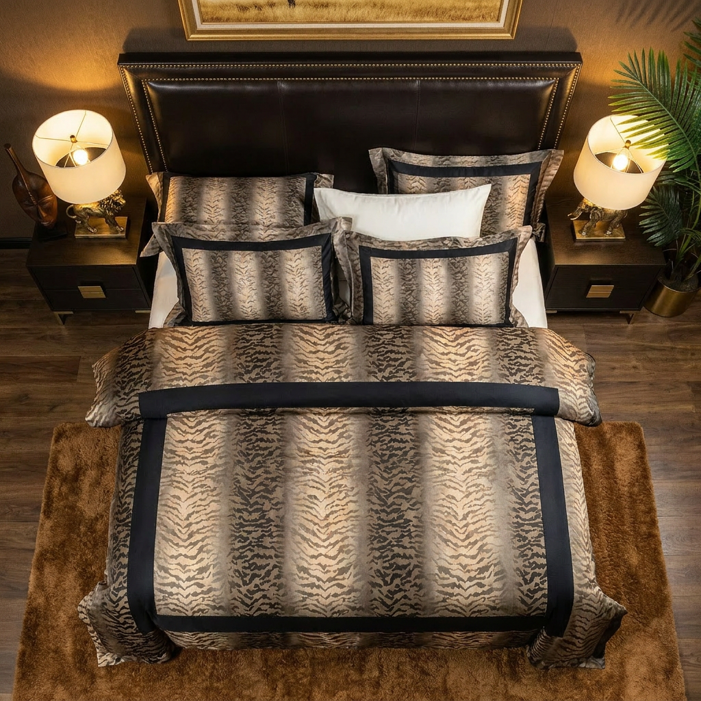 Artisan Design - Tiger Print Safari Glamour Egyptian Cotton Bedding Set