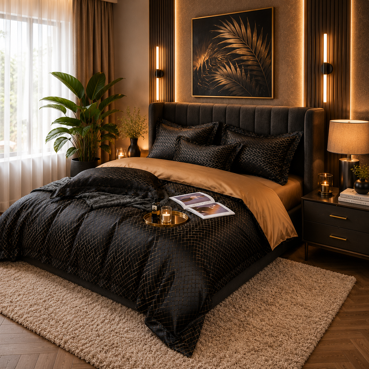 Prestige Platinum Hotel - Midnight Black Egyptian Cotton Bedding Set