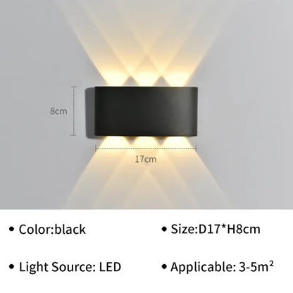 IP65 Waterproof Wall Lamp Modern LED Wall Lights for Outdoor Garden Sconce Living Room Background Decor Black Spotlight Lighting