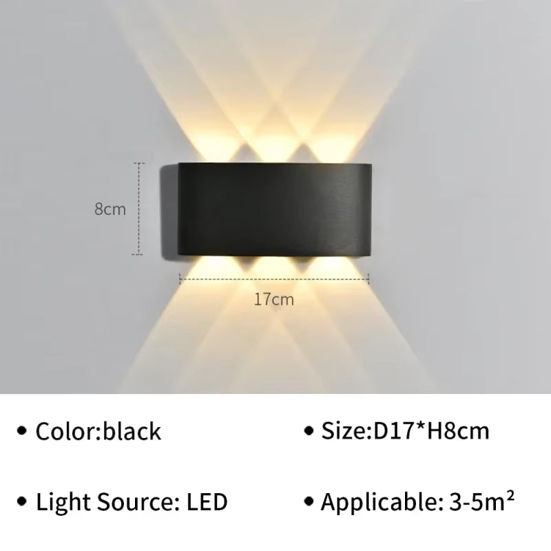 IP65 Waterproof Wall Lamp Modern LED Wall Lights for Outdoor Garden Sconce Living Room Background Decor Black Spotlight Lighting