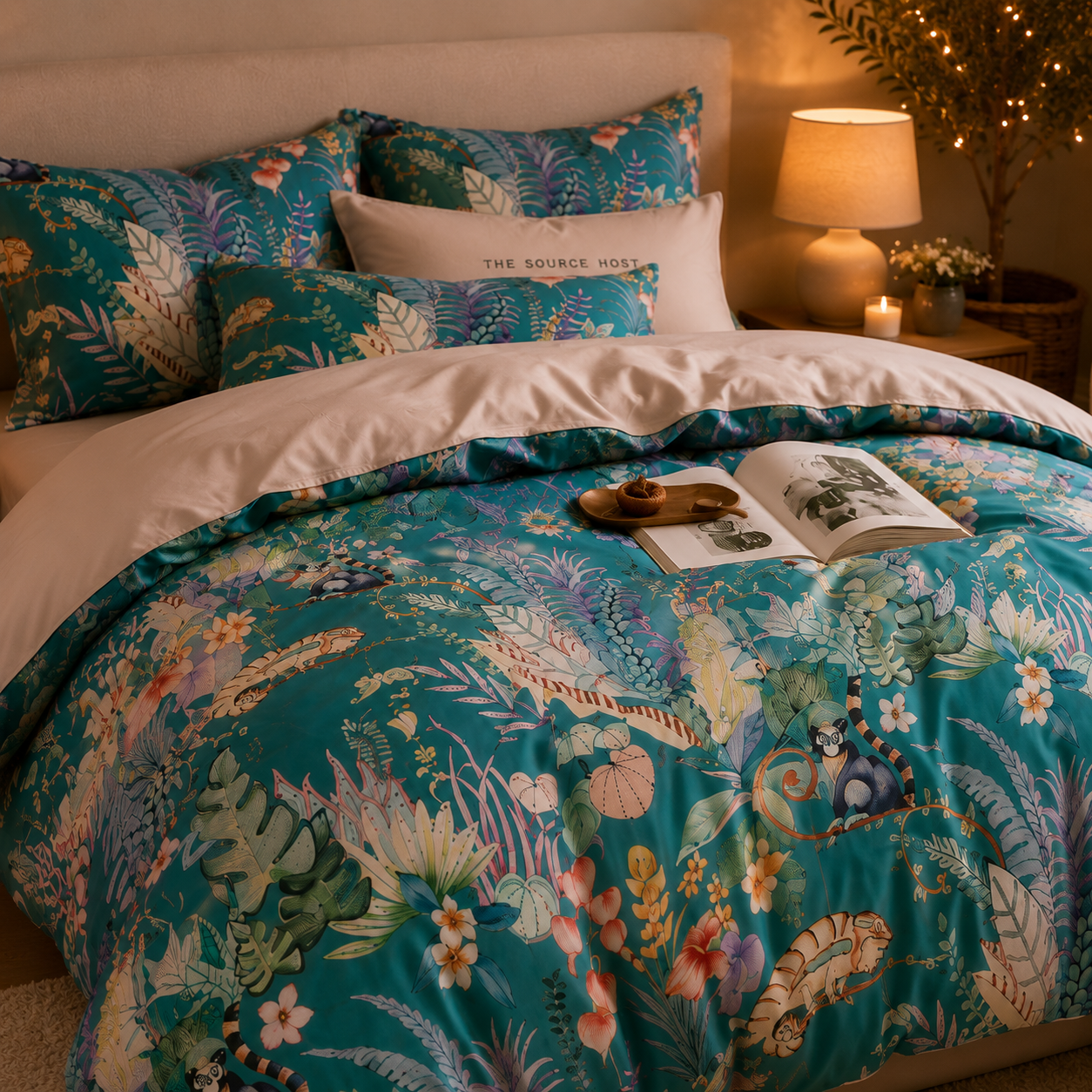 Bright Flamingo Leaf - Tropical Daydream Egyptian Cotton Bedding Set
