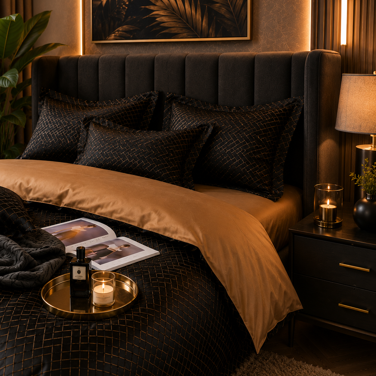 Prestige Platinum Hotel - Midnight Black Egyptian Cotton Bedding Set