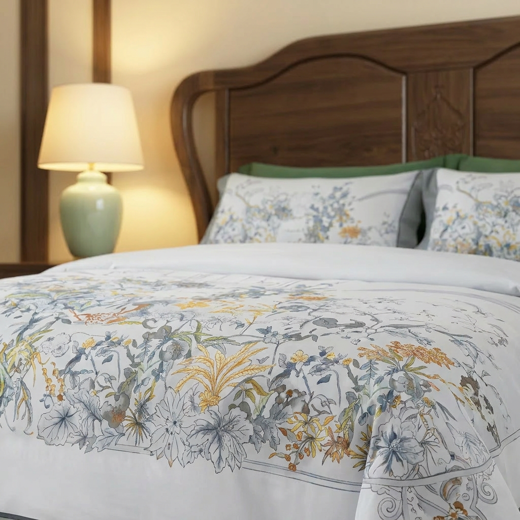 Artisan Design - Chinese Floral Asian Luxury Egyptian Cotton Bedding Set