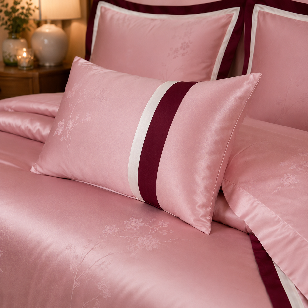 Scandinavian Luxe Jacquard - Blush Rose Egyptian Cotton Bedding Set