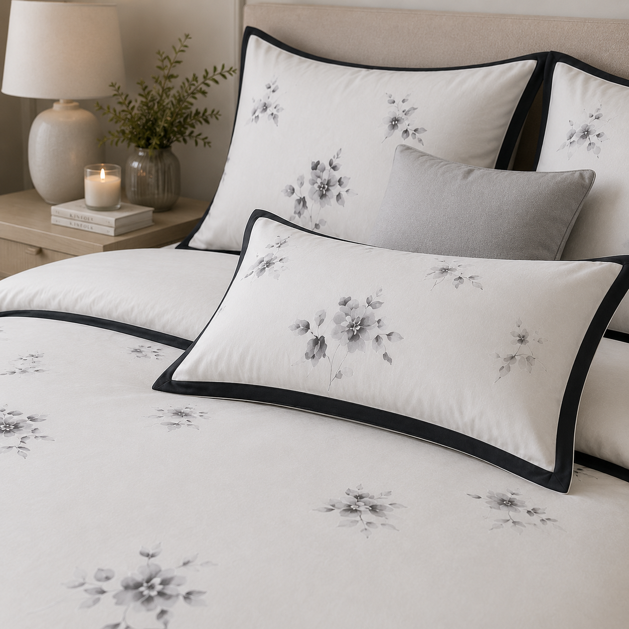 Cooling Eucalyptus Lyocell - Pearl Garden Floral Print Bedding Set