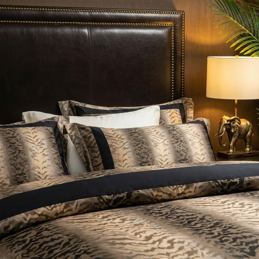 Artisan Design - Tiger Print Safari Glamour Egyptian Cotton Bedding Set